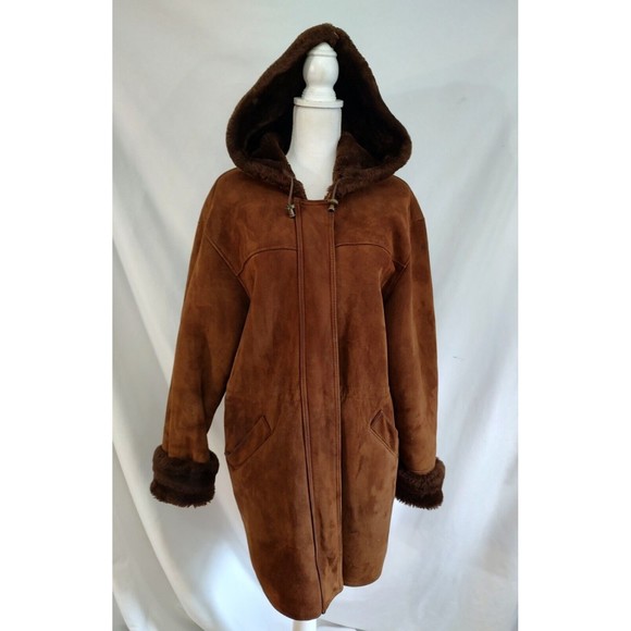 60's Burberry Vintage Men's Sheepskin Shearling Brown Coat Jacket Made England M